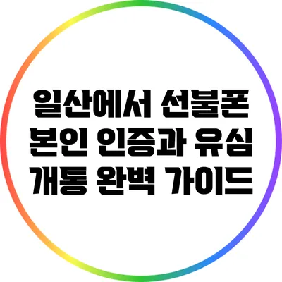 일산에서 선불폰 본인 인증과 유심 개통 완벽 가이드