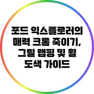 포드 익스플로러의 매력: 크롬 죽이기, 그릴 랩핑 및 휠 도색 가이드