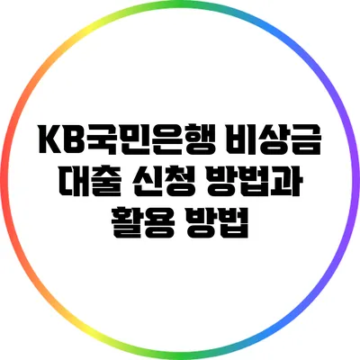 KB국민은행 비상금 대출 신청 방법과 활용 방법