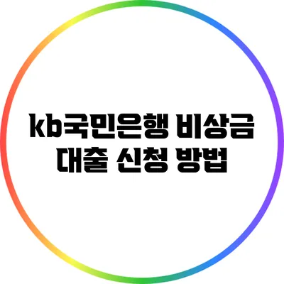 kb국민은행 비상금 대출 신청 방법