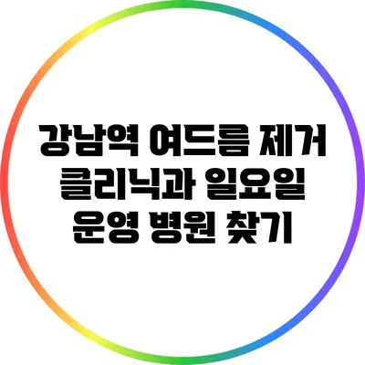 강남역 여드름 제거 클리닉과 일요일 운영 병원 찾기