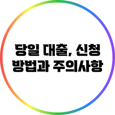 당일 대출, 신청 방법과 주의사항