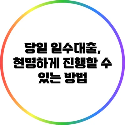 당일 일수대출, 현명하게 진행할 수 있는 방법
