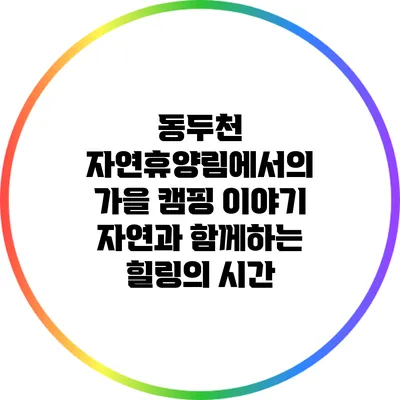 동두천 자연휴양림에서의 가을 캠핑 이야기: 자연과 함께하는 힐링의 시간
