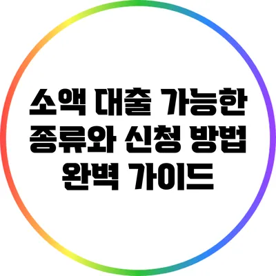 소액 대출 가능한 종류와 신청 방법 완벽 가이드