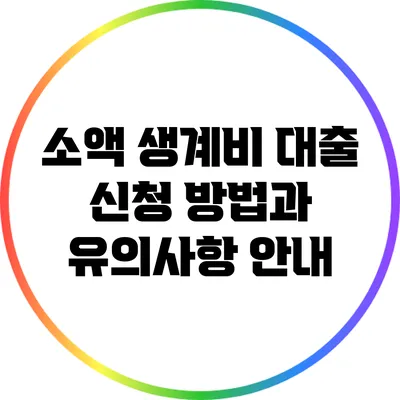 소액 생계비 대출 신청 방법과 유의사항 안내