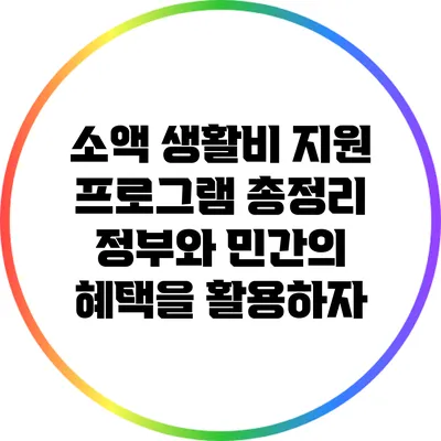 소액 생활비 지원 프로그램 총정리: 정부와 민간의 혜택을 활용하자