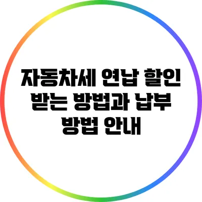자동차세 연납 할인 받는 방법과 납부 방법 안내
