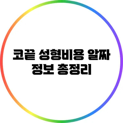 코끝 성형비용: 알짜 정보 총정리