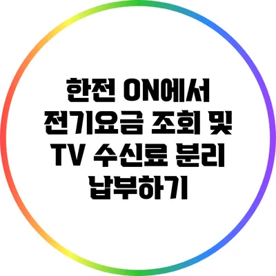 한전 ON에서 전기요금 조회 및 TV 수신료 분리 납부하기