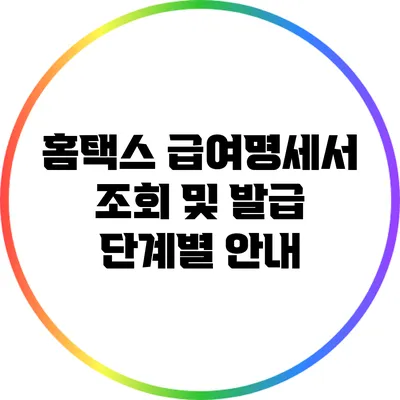 홈택스 급여명세서 조회 및 발급 단계별 안내