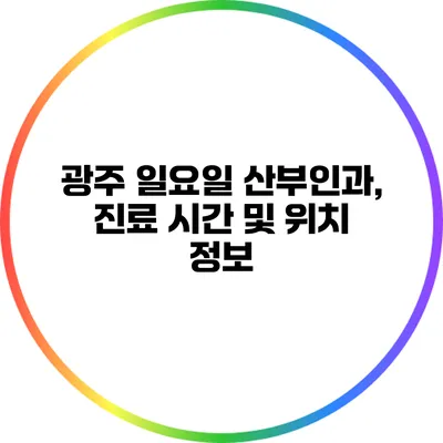 광주 일요일 산부인과, 진료 시간 및 위치 정보