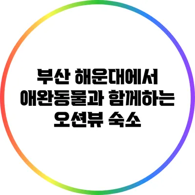 부산 해운대에서 애완동물과 함께하는 오션뷰 숙소
