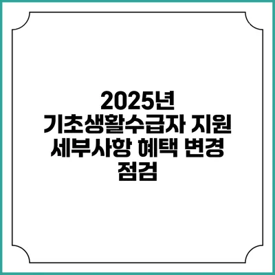 2025년 기초생활수급자 지원 세부사항 혜택 변경 점검