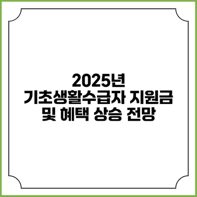 2025년 기초생활수급자 지원금 및 혜택 상승 전망