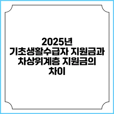 2025년 기초생활수급자 지원금과 차상위계층 지원금의 차이