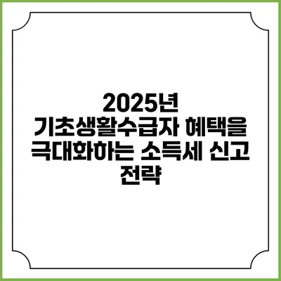 2025년 기초생활수급자 혜택을 극대화하는 소득세 신고 전략