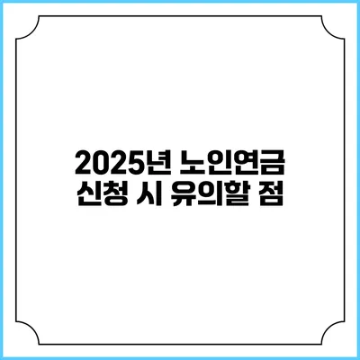 2025년 노인연금 신청 시 유의할 점