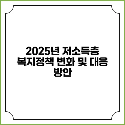 2025년 저소득층 복지정책 변화 및 대응 방안