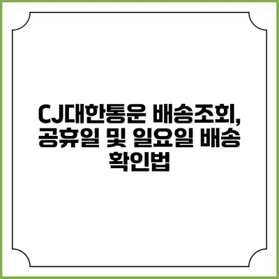 CJ대한통운 배송조회, 공휴일 및 일요일 배송 확인법