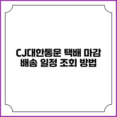 CJ대한통운 택배 마감 배송 일정 조회 방법