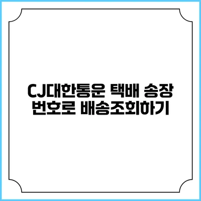 CJ대한통운 택배 송장 번호로 배송조회하기