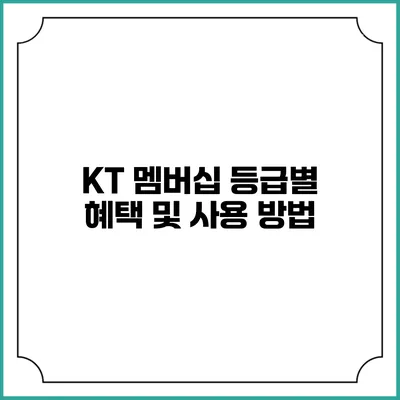 KT 멤버십 등급별 혜택 및 사용 방법