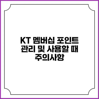 KT 멤버십 포인트 관리 및 사용할 때 주의사항