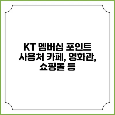 KT 멤버십 포인트 사용처 카페, 영화관, 쇼핑몰 등
