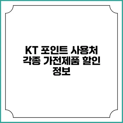KT 포인트 사용처 각종 가전제품 할인 정보