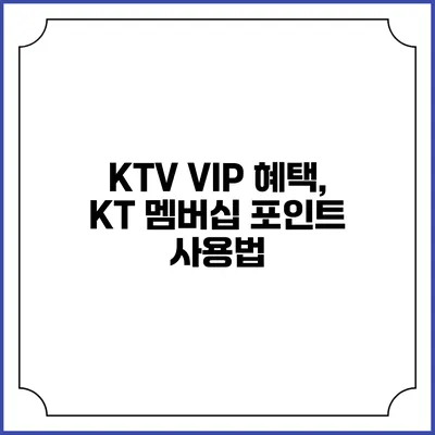 KTV VIP 혜택, KT 멤버십 포인트 사용법