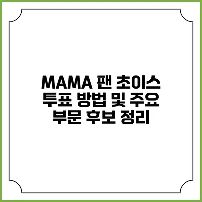 MAMA 팬 초이스 투표 방법 및 주요 부문 후보 정리
