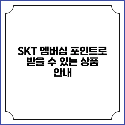 SKT 멤버십 포인트로 받을 수 있는 상품 안내