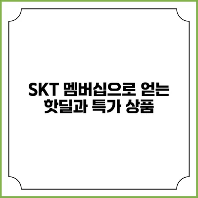SKT 멤버십으로 얻는 핫딜과 특가 상품