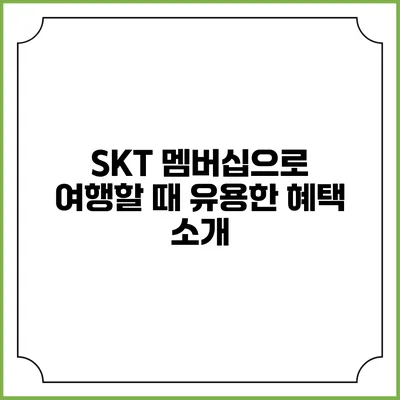 SKT 멤버십으로 여행할 때 유용한 혜택 소개