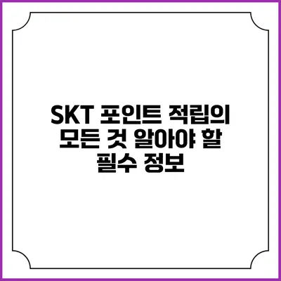 SKT 포인트 적립의 모든 것 알아야 할 필수 정보