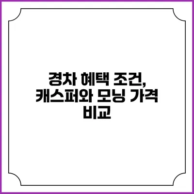 경차 혜택 조건, 캐스퍼와 모닝 가격 비교