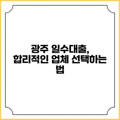 광주 일수대출, 합리적인 업체 선택하는 법