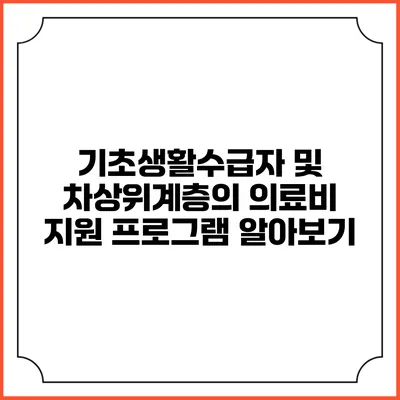 기초생활수급자 및 차상위계층의 의료비 지원 프로그램 알아보기