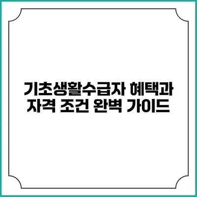 기초생활수급자 혜택과 자격 조건 완벽 가이드