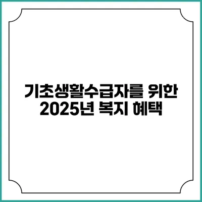 기초생활수급자를 위한 2025년 복지 혜택