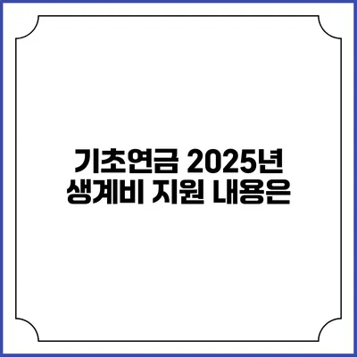 기초연금 2025년 생계비 지원 내용은?