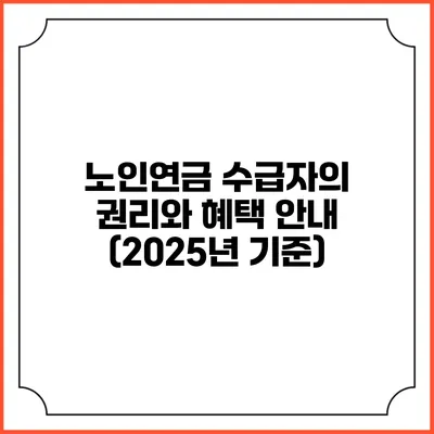 노인연금 수급자의 권리와 혜택 안내 (2025년 기준)
