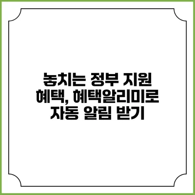 놓치는 정부 지원 혜택, 혜택알리미로 자동 알림 받기