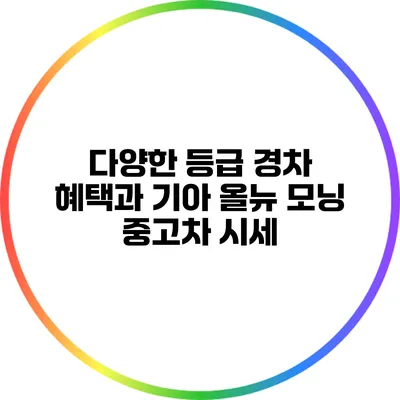 다양한 등급 경차 혜택과 기아 올뉴 모닝 중고차 시세
