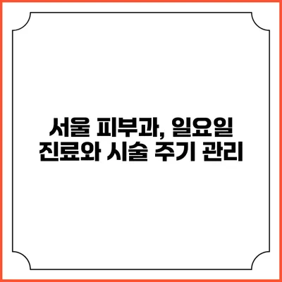 서울 피부과, 일요일 진료와 시술 주기 관리