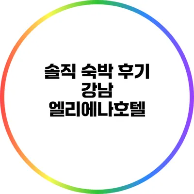솔직 숙박 후기: 강남 엘리에나호텔