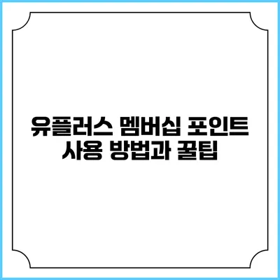 유플러스 멤버십 포인트 사용 방법과 꿀팁