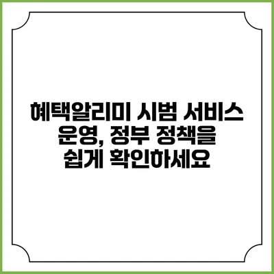 혜택알리미 시범 서비스 운영, 정부 정책을 쉽게 확인하세요