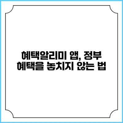 혜택알리미 앱, 정부 혜택을 놓치지 않는 법